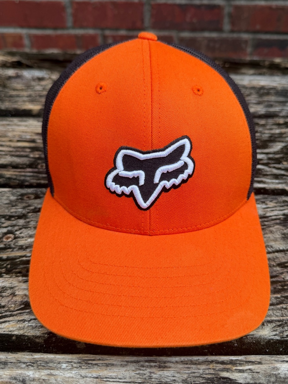 Fox Racing Orange and Black Adjustable SnapBack Mesh Trucker Hat with Logo BT1